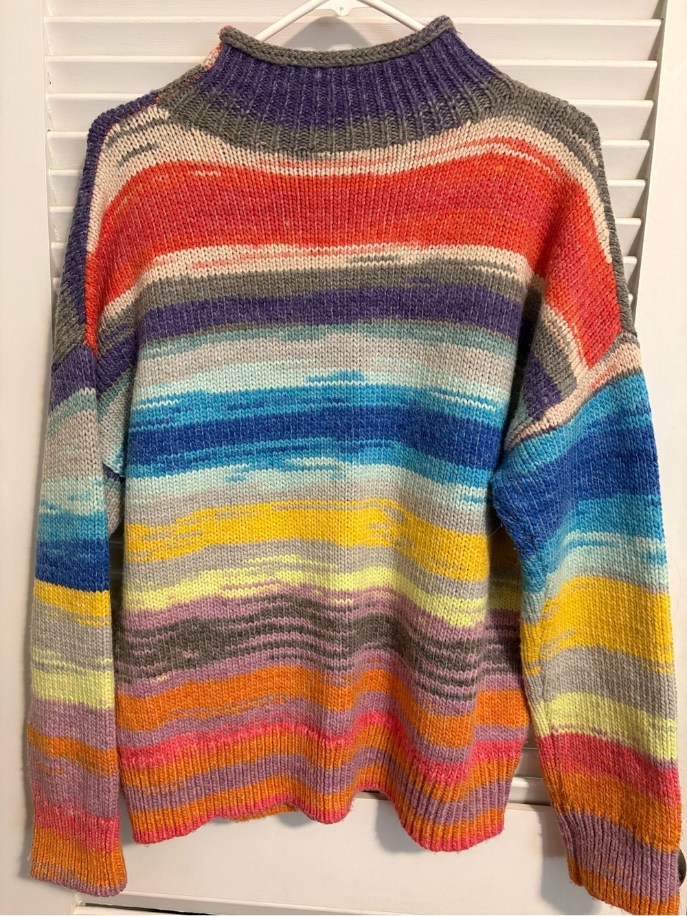 Vintage Gap rainbow stripe mock neck sweater, M/L